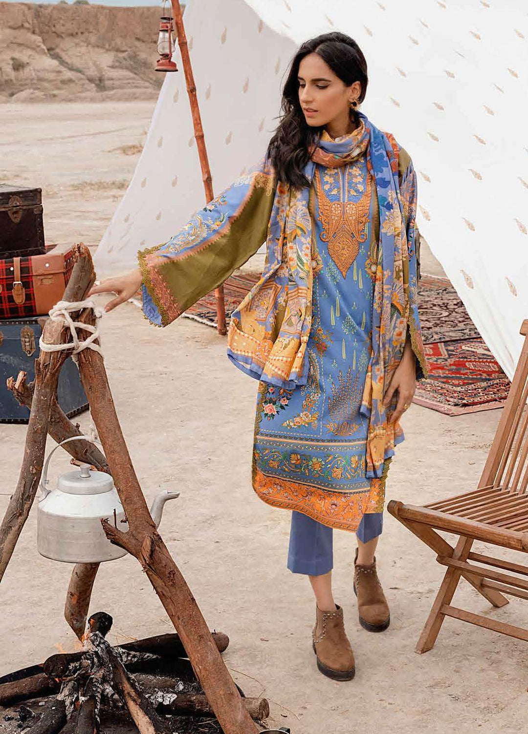 Gul Ahmed Embroidered Corduroy Suits Unstitched 3 Piece GA21WK CD-12004 - Winter Collection