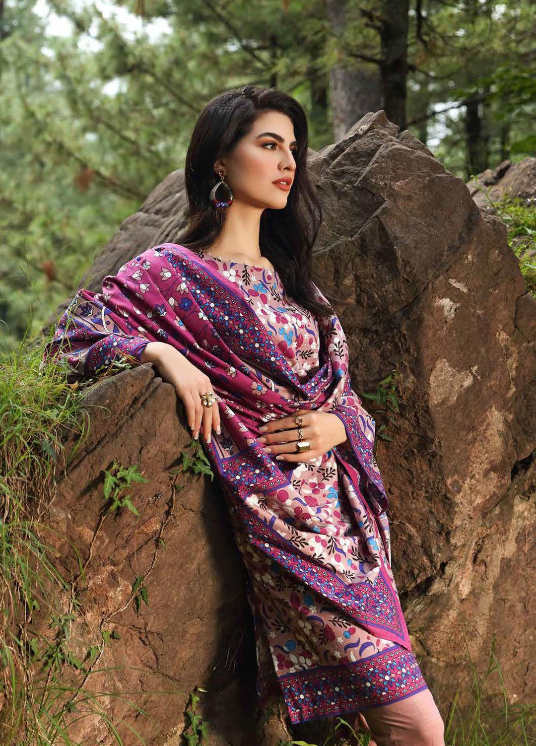 Gul Ahmed Printed Khaddar Suits Unstitched 2 Piece GA21WK TK-12012B - Winter Collection