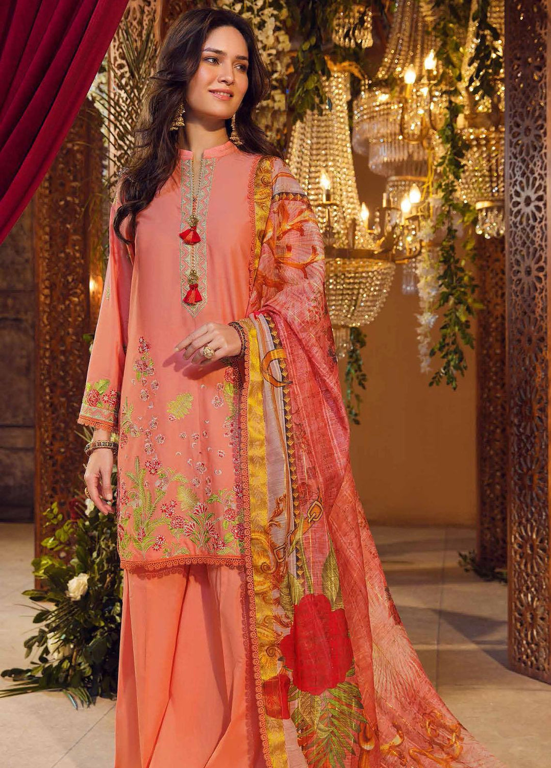 Gul Ahmed Embroidered Lawn Suits Unstitched 3 Piece GA23F FE-32044 - Festive Collection