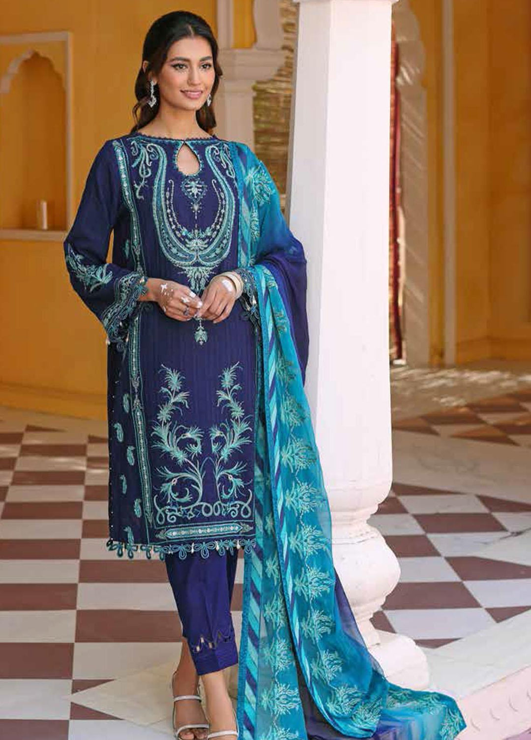 Gul Ahmed Embroidered Lawn Suits Unstitched 3 Piece GA23F PM-32006 - Festive Collection