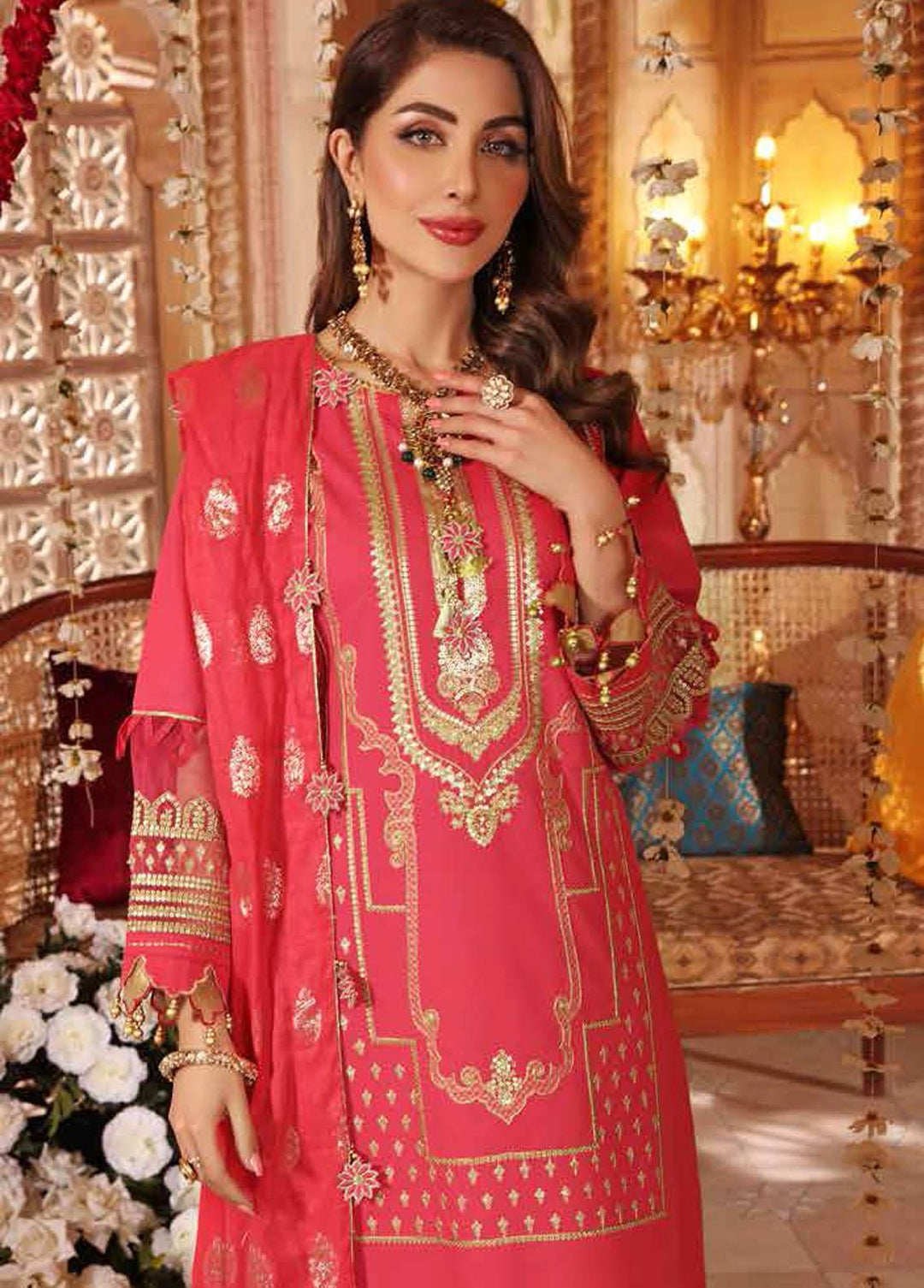 Gul Ahmed Embroidered Lawn Suits Unstitched 3 Piece GA22EA FE-12029 - Festive Collection
