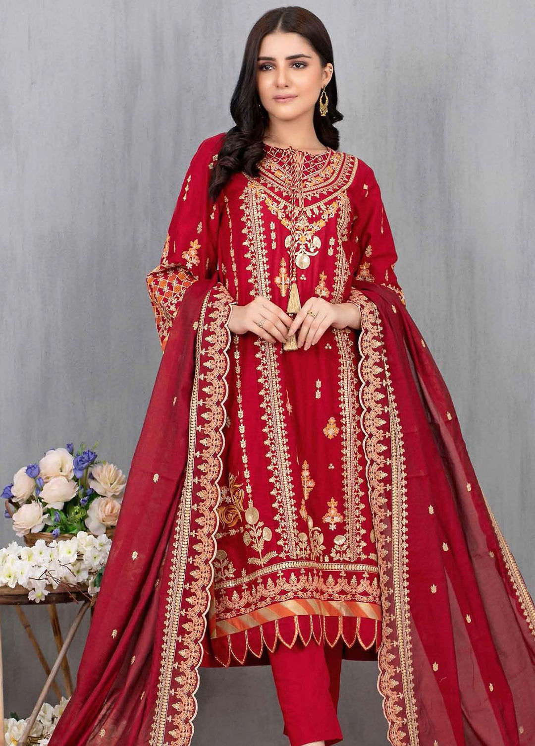 Gul Ahmed Embroidered Lawn Suits Unstitched 3 Piece GA22EA FE-12245 - Festive Collection