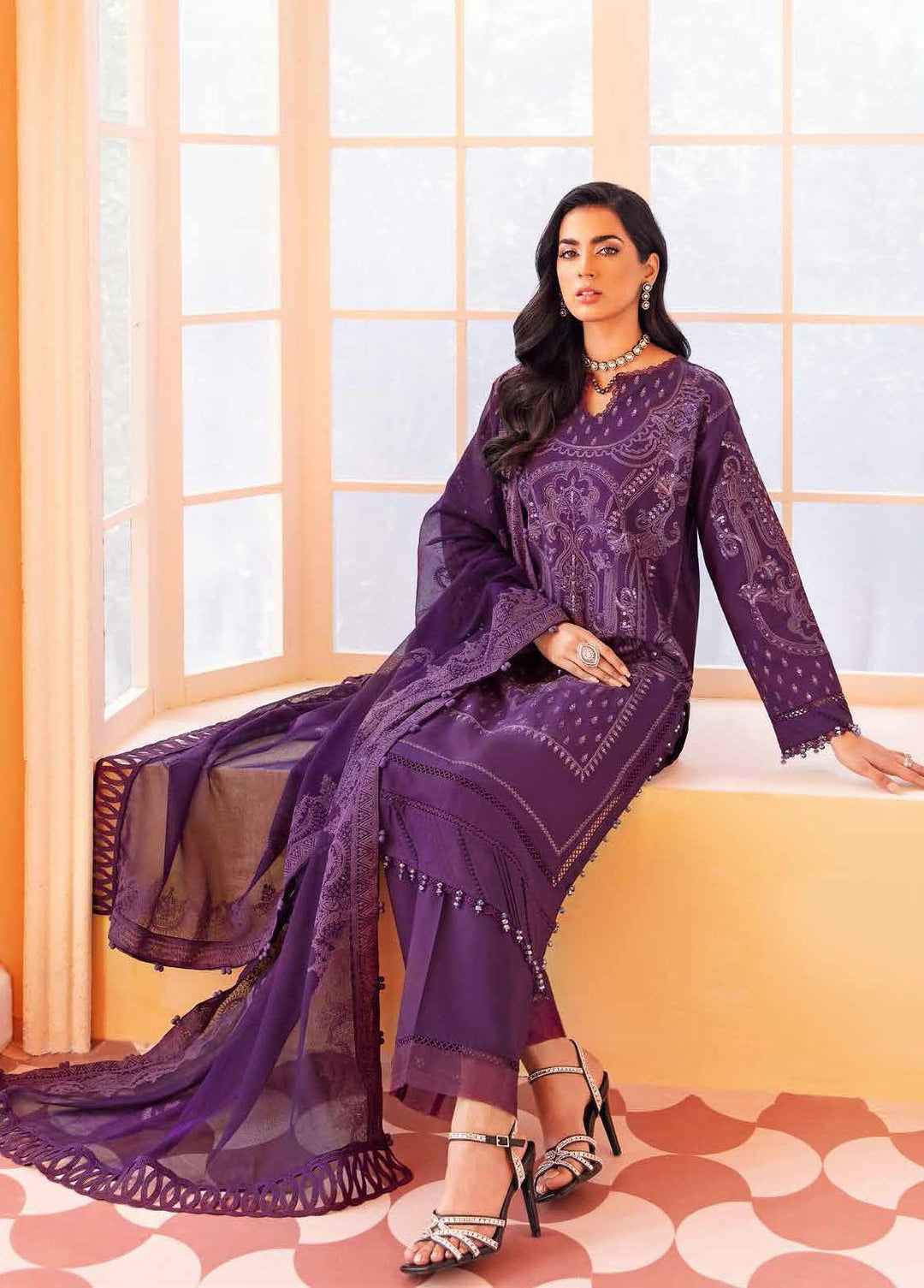 Gul Ahmed Embroidered Lawn Suits Unstitched 3 Piece GA22EA FE-22079 - Festive Collection