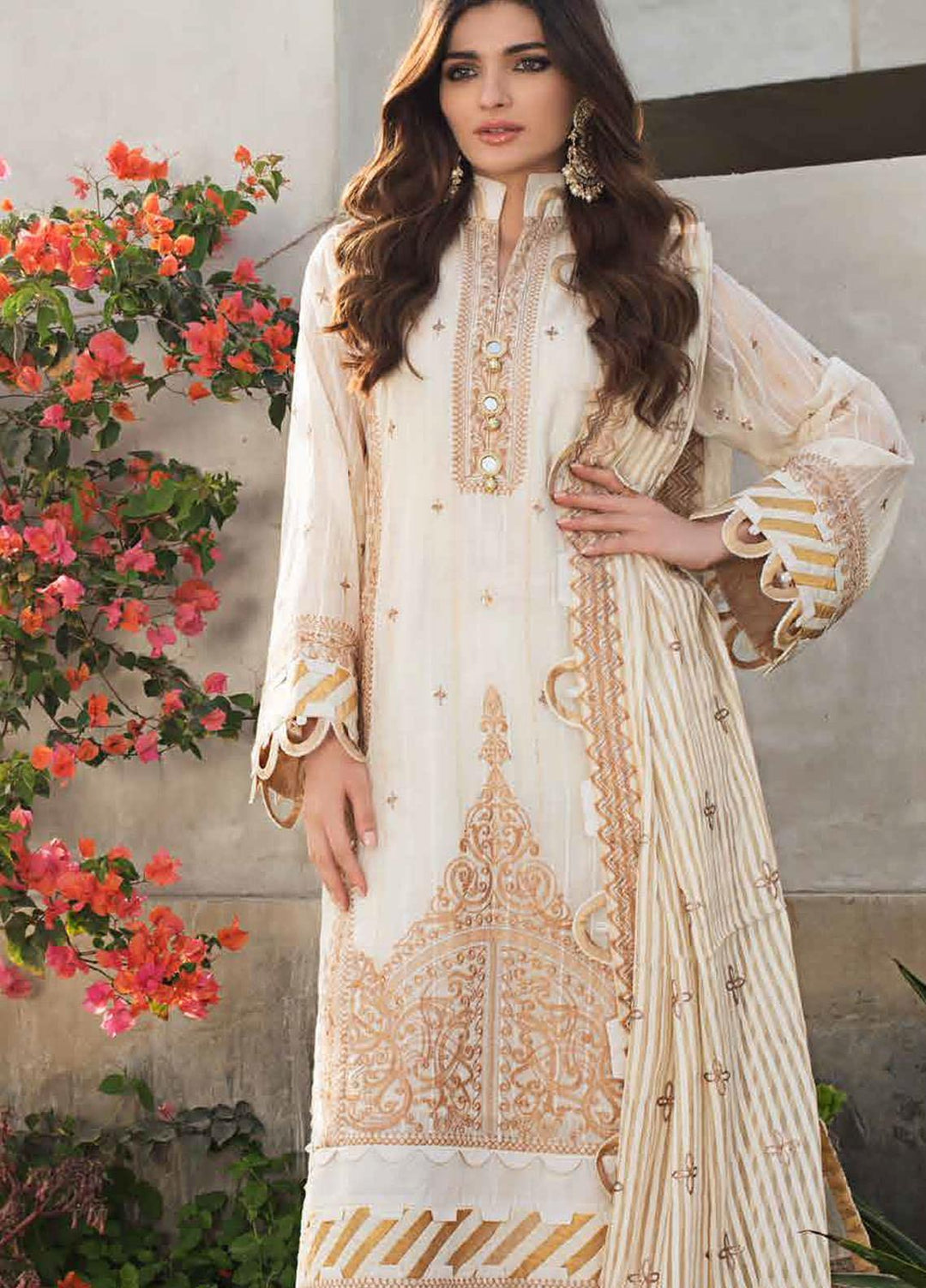 Gul Ahmed Embroidered Organza Suits Unstitched 3 Piece GA21FL 12038 Jahanara - Luxury Festive Collection