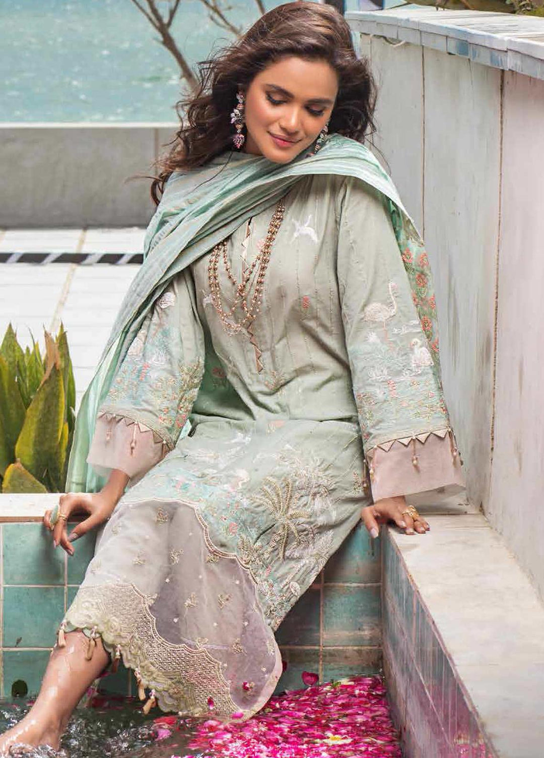 Gul Ahmed Embroidered Lawn Suits Unstitched 3 Piece GA21FL 12052 Bibi Sahib - Luxury Festive Collection