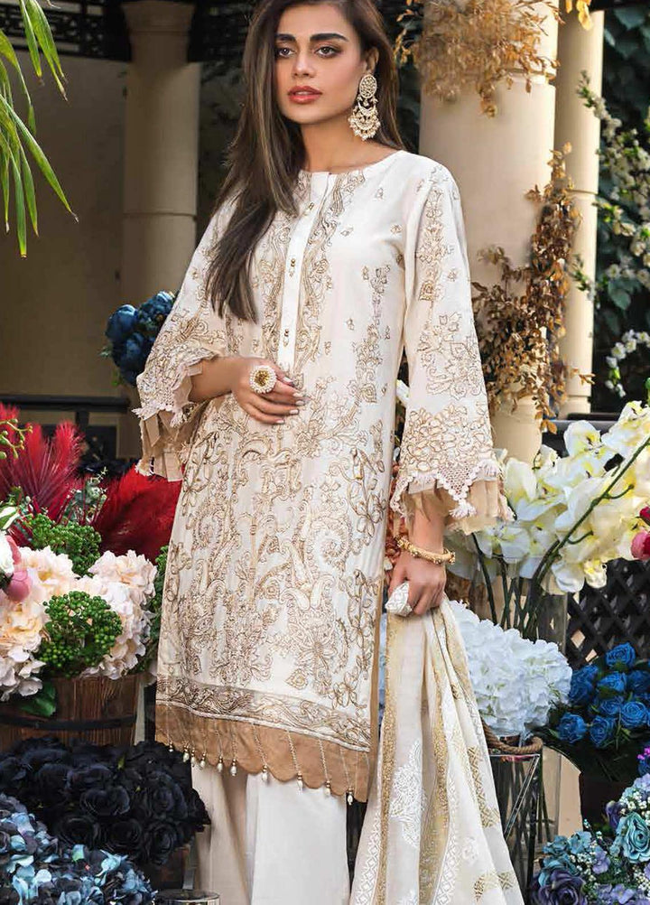 Gul Ahmed Embroidered Lawn Suits Unstitched 3 Piece GA21FL 12053 Roshanara - Luxury Festive Collection