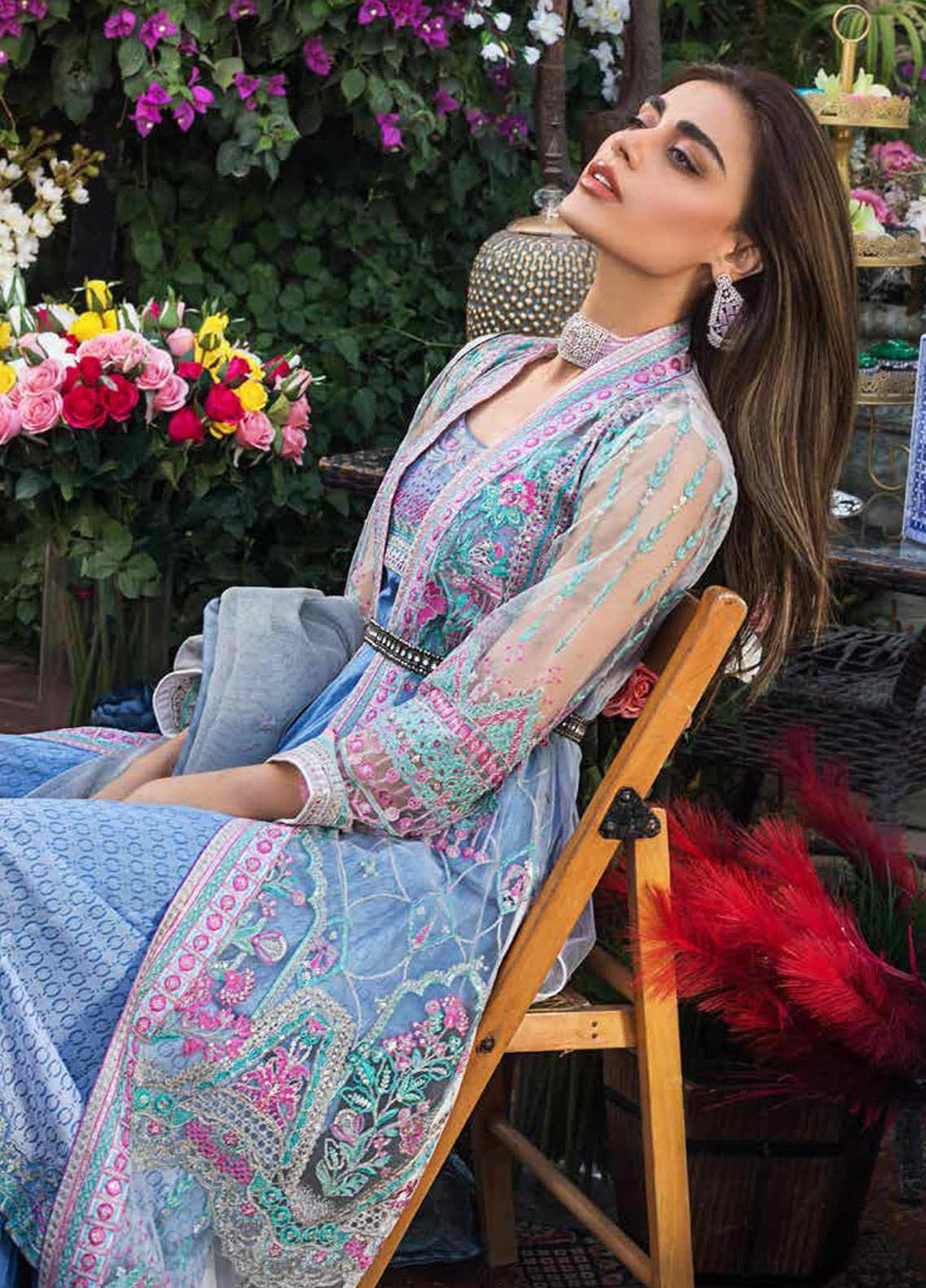 Gul Ahmed Embroidered Net Suits Unstitched 3 Piece GA21FL 12063 Mahrukh - Luxury Festive Collection