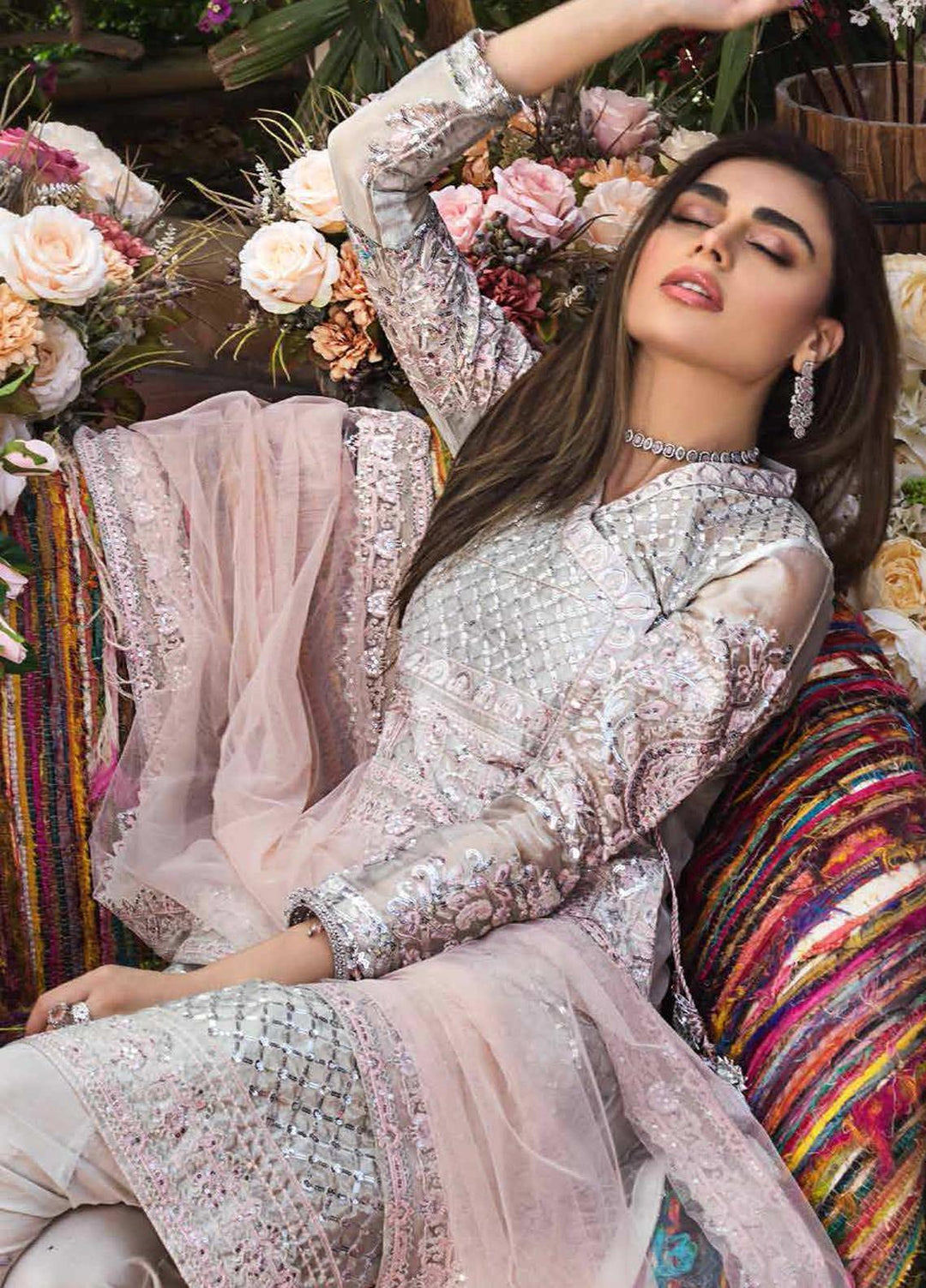 Gul Ahmed Embroidered Tissue Suits Unstitched 3 Piece GA21FL 12214 Gul Chera - Luxury Festive Collection