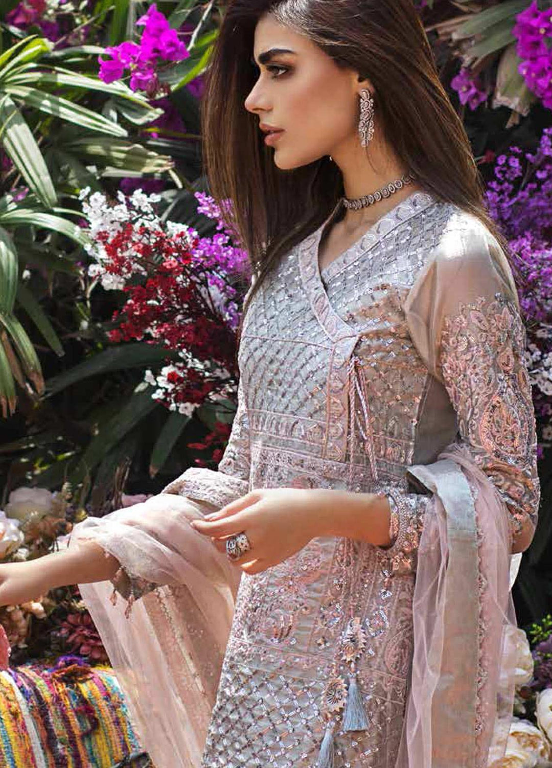 Gul Ahmed Embroidered Tissue Suits Unstitched 3 Piece GA21FL 12214 Gul Chera - Luxury Festive Collection