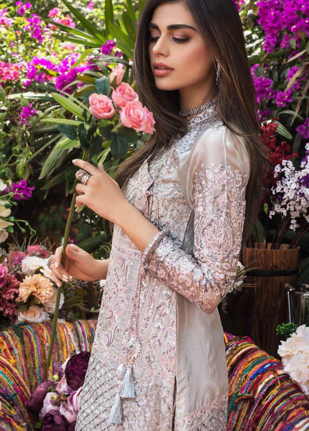 Gul Ahmed Embroidered Tissue Suits Unstitched 3 Piece GA21FL 12214 Gul Chera - Luxury Festive Collection