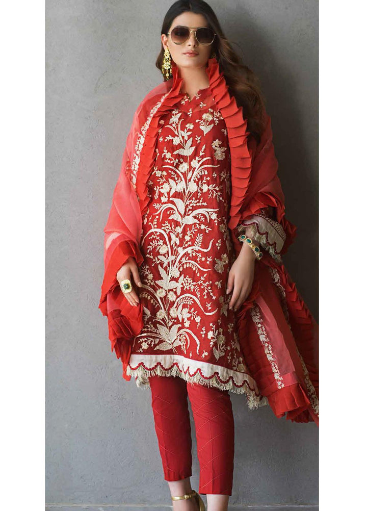 Gul Ahmed Embroidered Net Suits Unstitched 3 Piece GA21FL 12220 Jasmin - Luxury Festive Collection