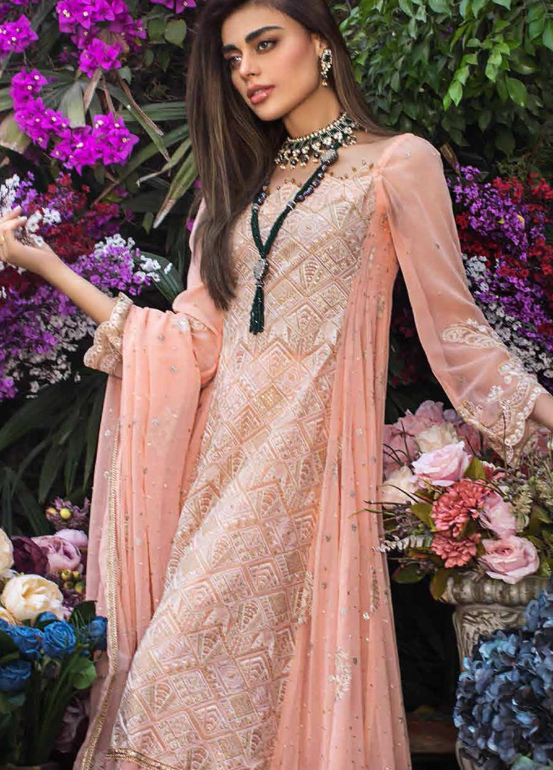 Gul Ahmed Embroidered Chiffon Suits Unstitched 3 Piece GA21FL 12222 Rani - Luxury Festive Collection