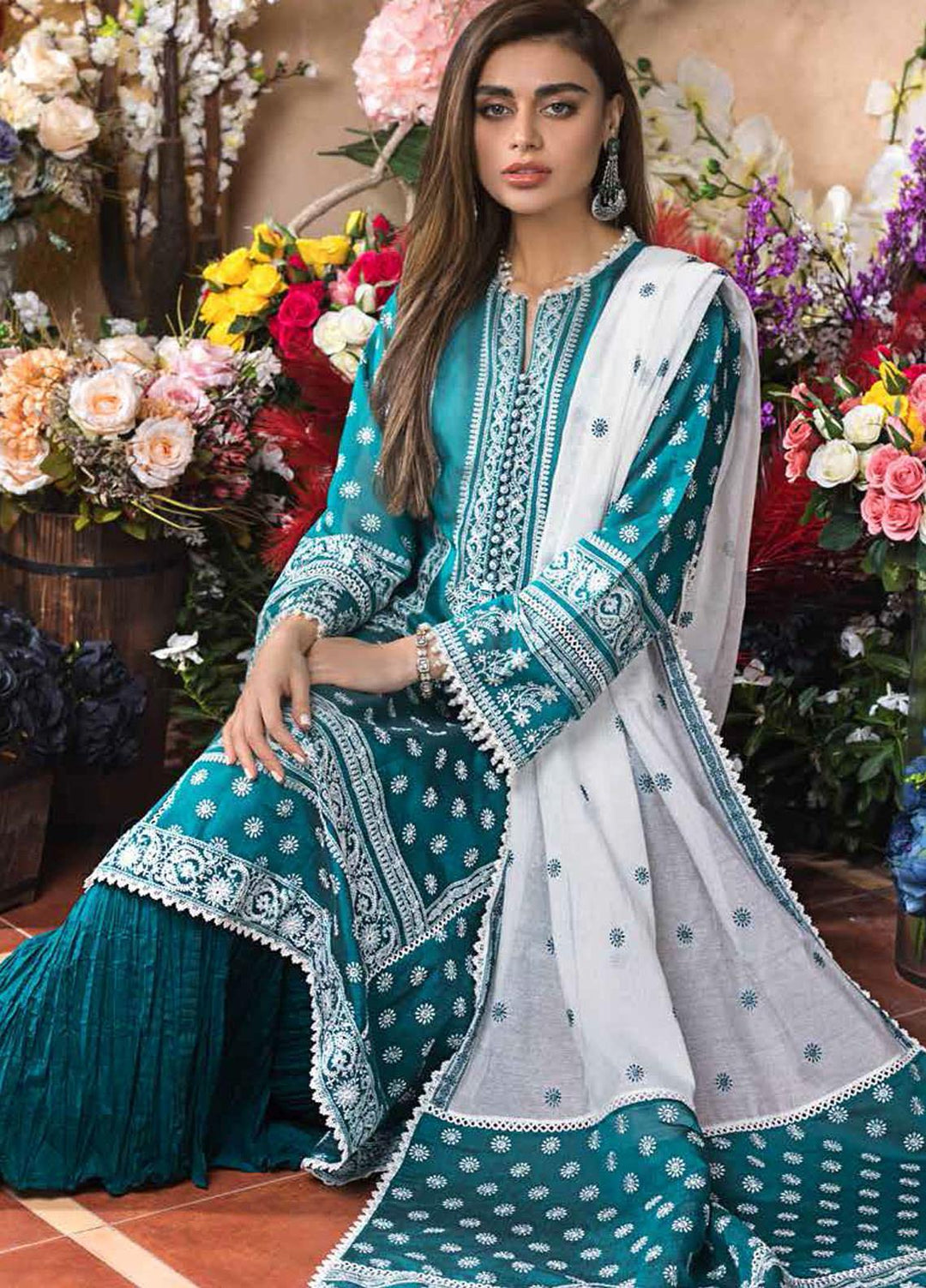 Gul Ahmed Embroidered Lawn Suits Unstitched 3 Piece GA21FL 12223 Pari Bibi - Luxury Festive Collection