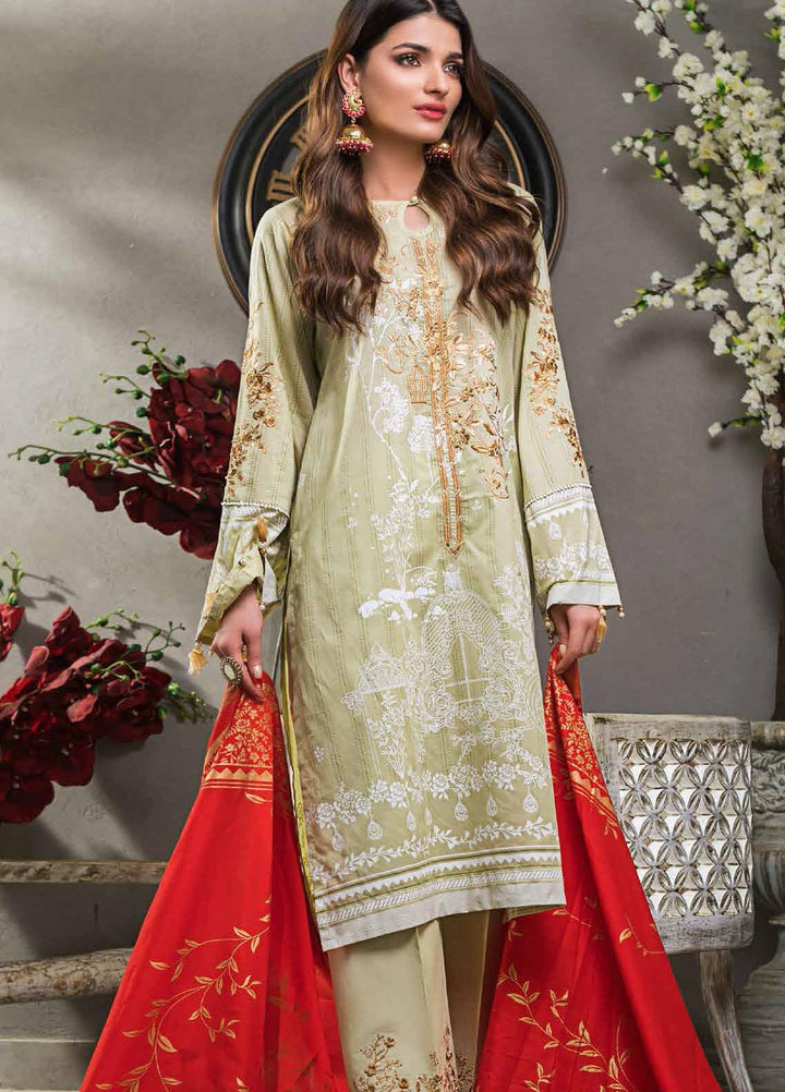 Gul Ahmed Embroidered Lawn Suits Unstitched 3 Piece GA21FL 12227 Esra - Luxury Festive Collection