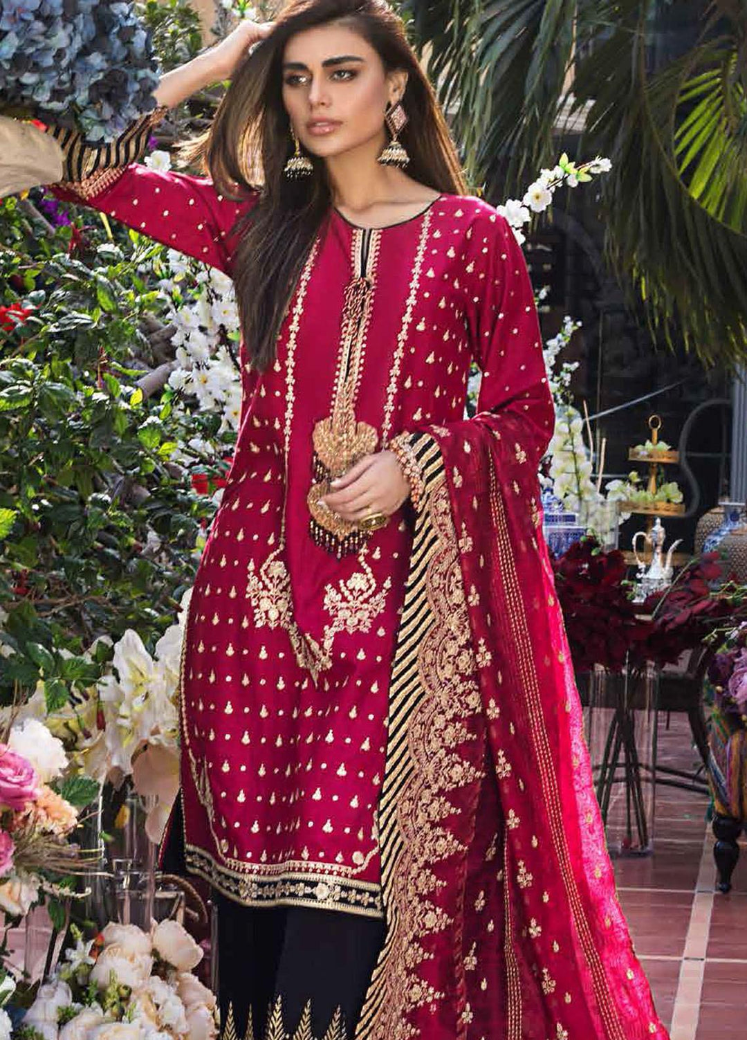 Gul Ahmed Embroidered Lawn Suits Unstitched 3 Piece GA21FL 12229 Bano Begum - Luxury Festive Collection