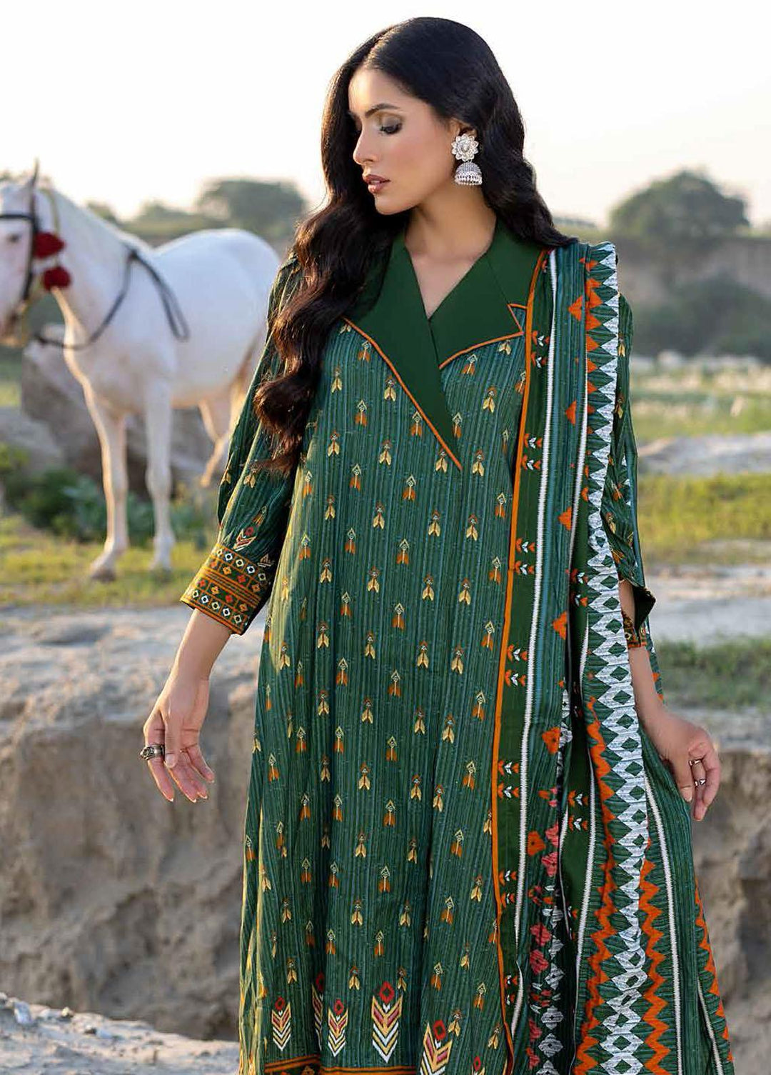 Gul Ahmed Printed Linen Suits Unstitched 3 Piece GA22LN LT-22011B - Winter Collection