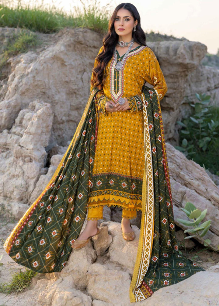 Gul Ahmed Printed Linen Suits Unstitched 3 Piece GA22LN LT-22014B - Winter Collection