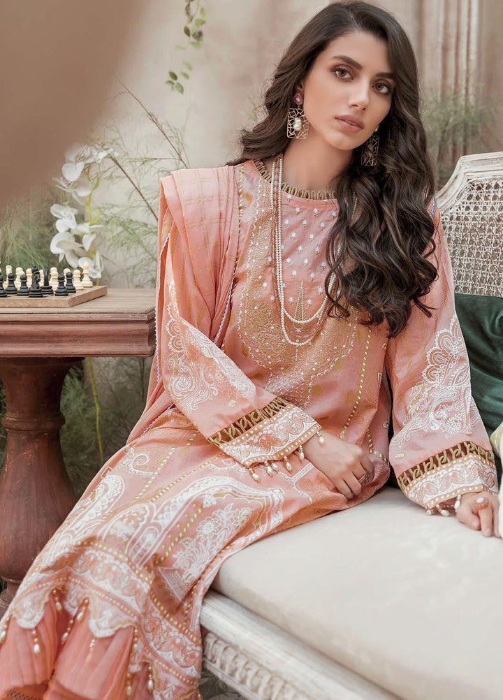 Gul Ahmed Embroidered Lacquer Suits Unstitched 3 Piece GA22LF FE22026 - Luxury Eid Collection