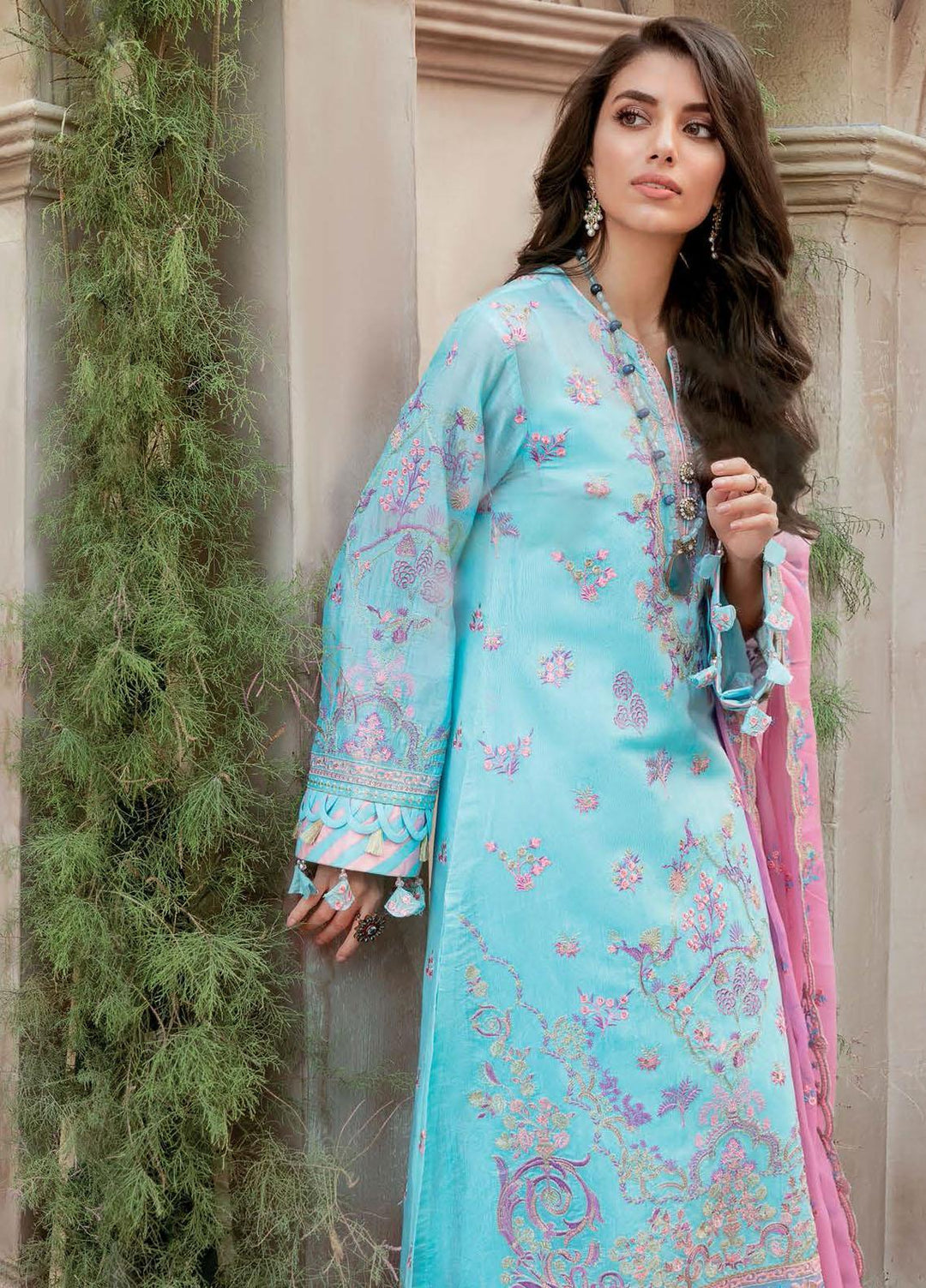 Gul Ahmed Embroidered Lawn Suits Unstitched 3 Piece GA22LF FE12007 - Luxury Eid Collection