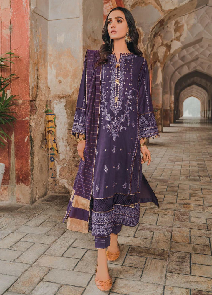 Gul Ahmed Embroidered Lawn Suits Unstitched 3 Piece GA22LF FE22024 - Luxury Eid Collection