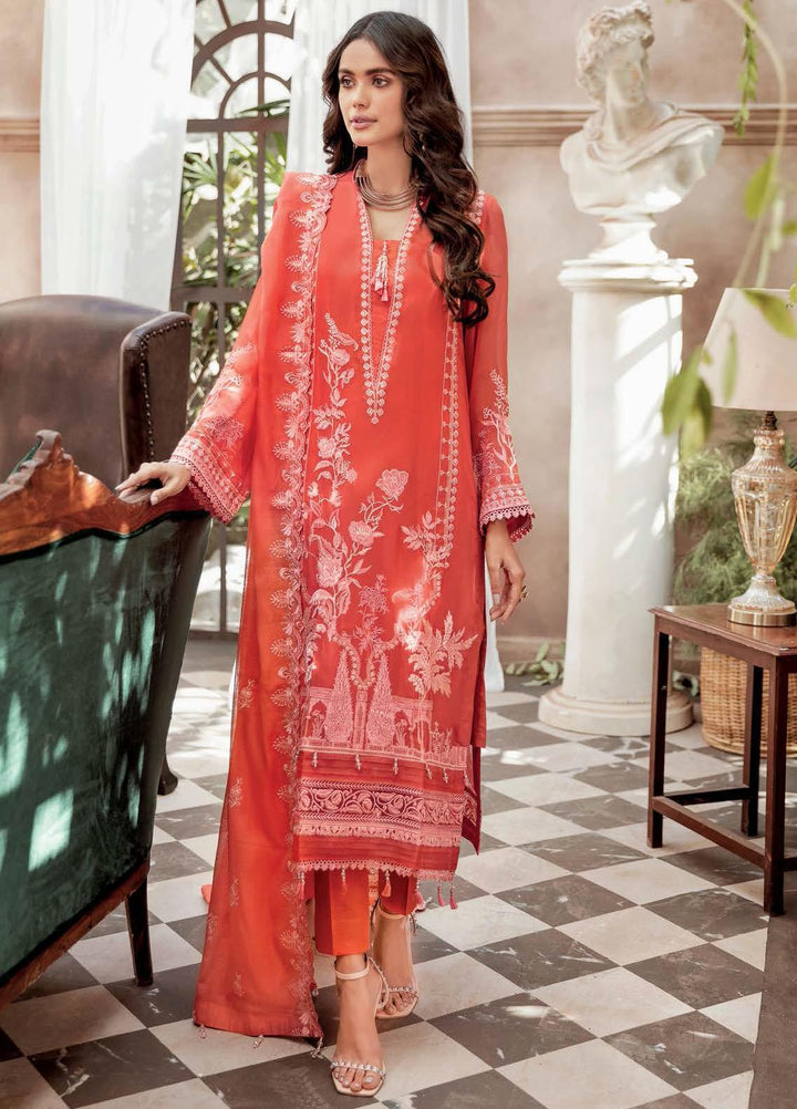 Gul Ahmed Embroidered Organza Suits Unstitched 3 Piece GA22LF FE22030 - Luxury Eid Collection