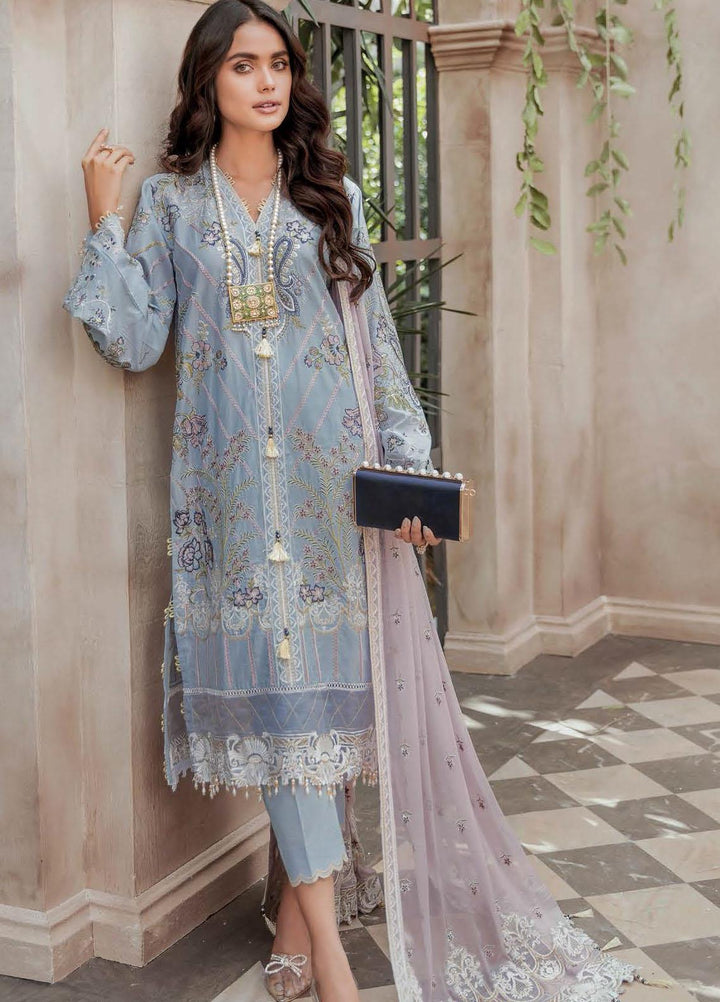 Gul Ahmed Embroidered Organza Suits Unstitched 3 Piece GA22LF FE12059 - Luxury Eid Collection