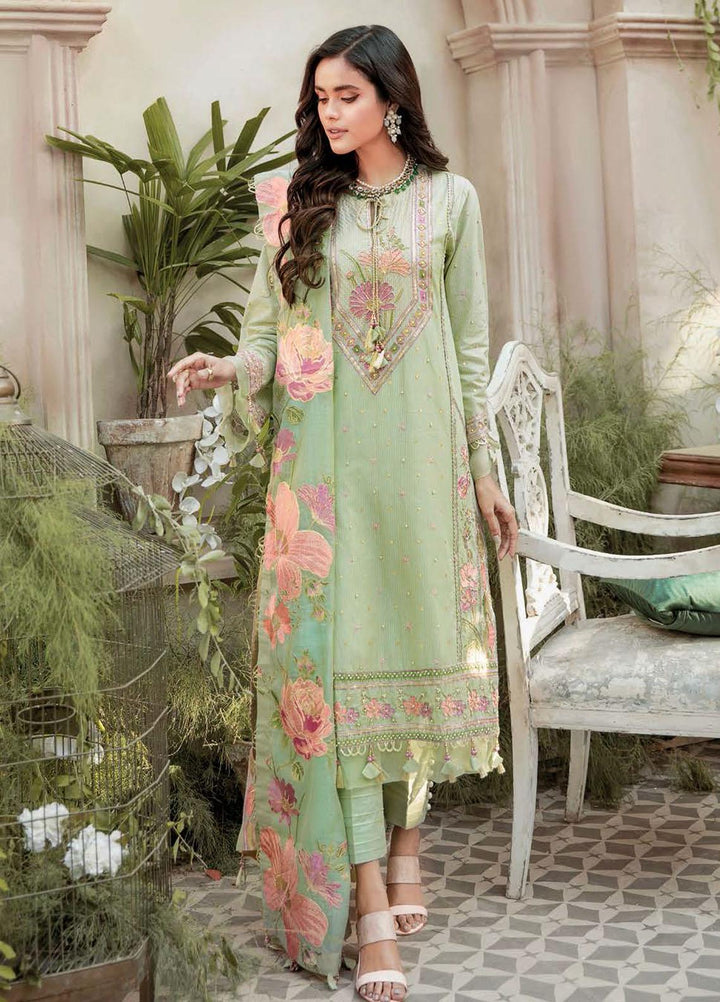 Gul Ahmed Embroidered Lawn Suits Unstitched 3 Piece GA22LF FE12027 - Luxury Eid Collection