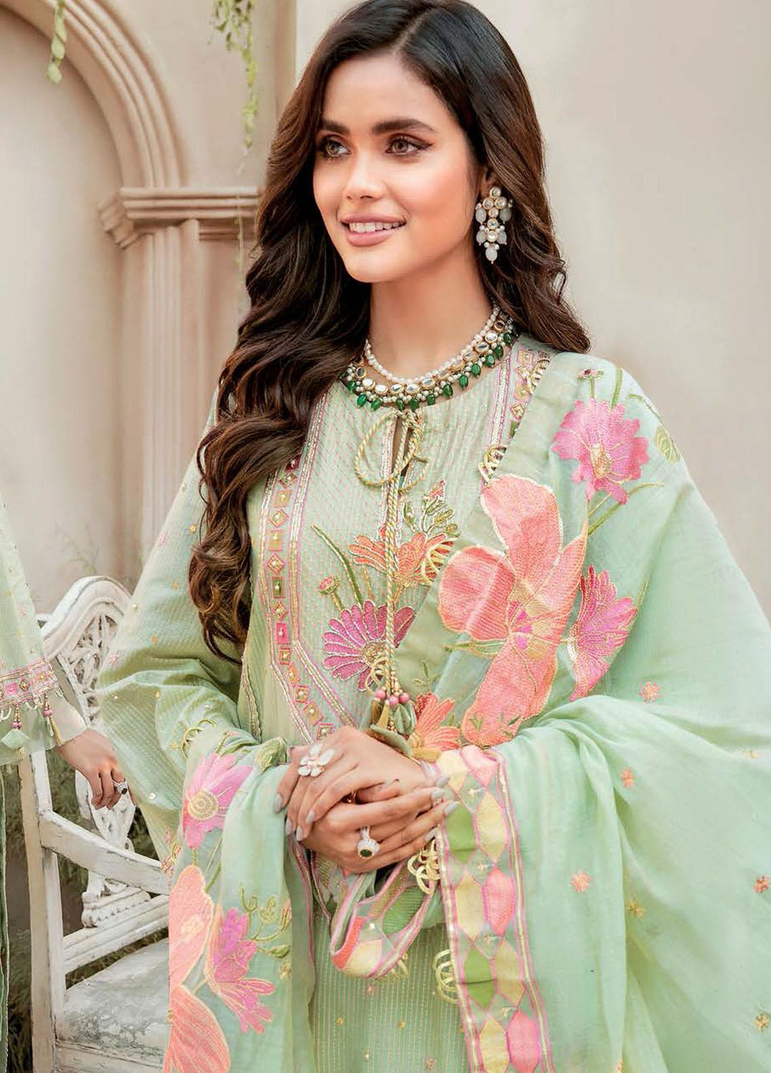 Gul Ahmed Embroidered Lawn Suits Unstitched 3 Piece GA22LF FE12027 - Luxury Eid Collection