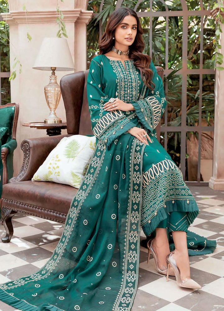 Gul Ahmed Embroidered Zari Suits Unstitched 3 Piece GA22LF FE12020 - Luxury Eid Collection