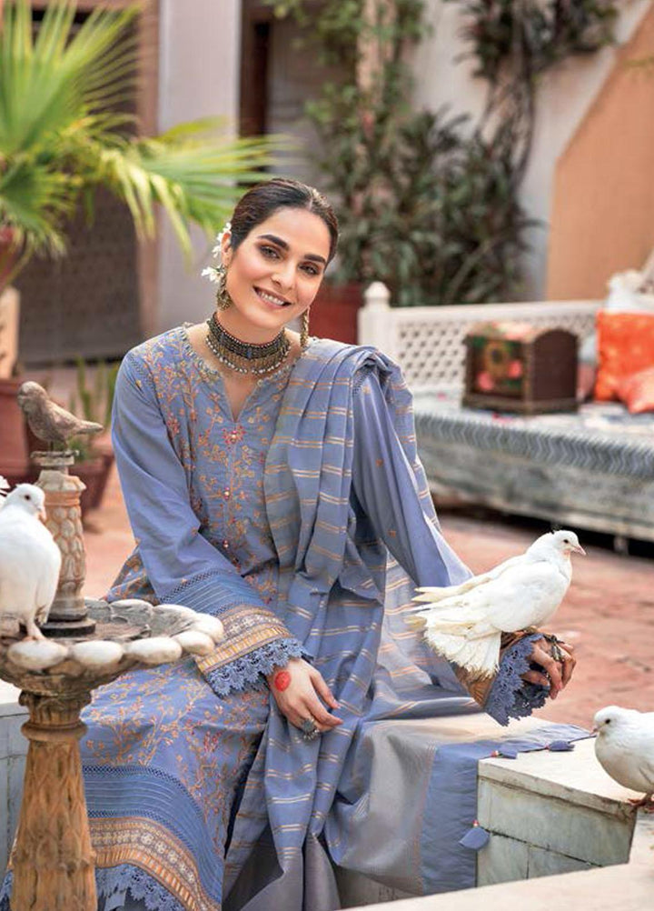 Gul Ahmed Embroidered Lawn Suits Unstitched 3 Piece GA22LF FE22003 - Luxury Eid Collection