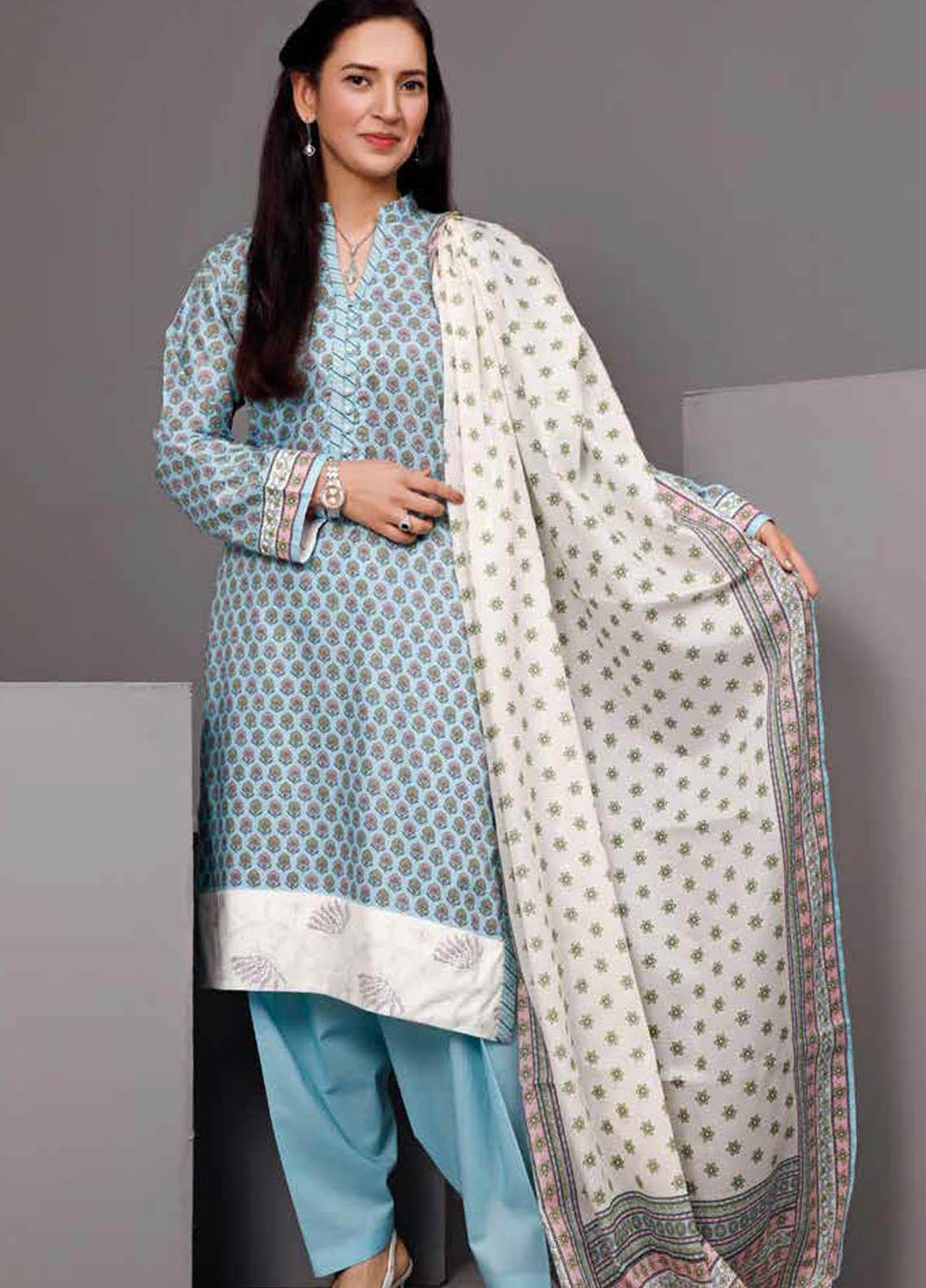 Gul Ahmed Printed Lawn Suits Unstitched 3 Piece GA21M CL-1087 A - Summer Collection