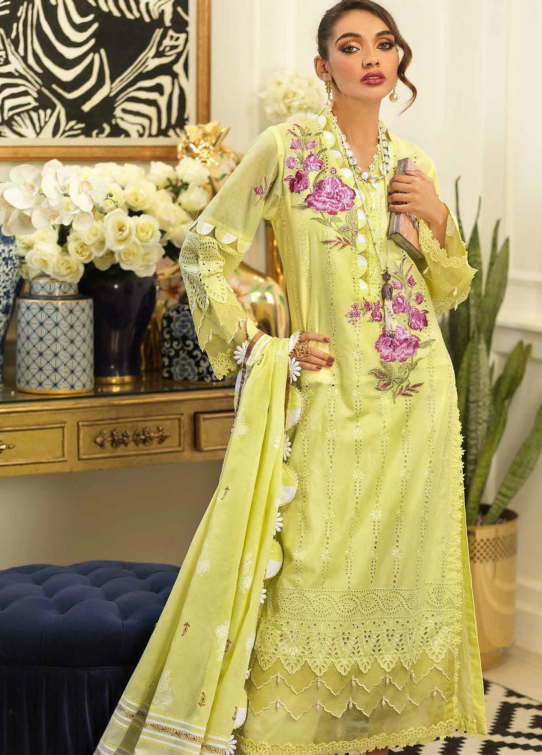 Gul Ahmed Embroidered Lawn Suits Unstitched 3 Piece GA22PF DN-22049 - Summer Collection