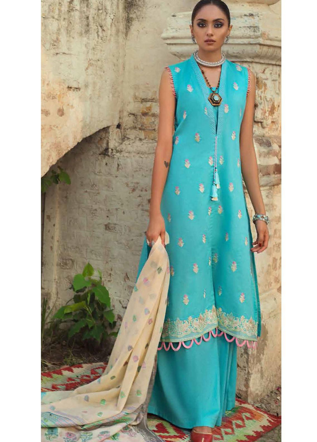 Gul Ahmed Embroidered Lawn Suits Unstitched 3 Piece GA21PF MJ12064 - Summer Collection