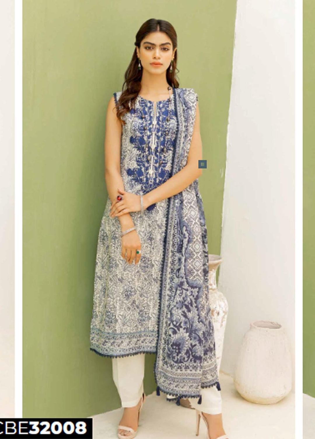 Gul Ahmed Embroidered Cambric Suits Unstitched 3 Piece GA23PF CBE-32008 - Summer Collection