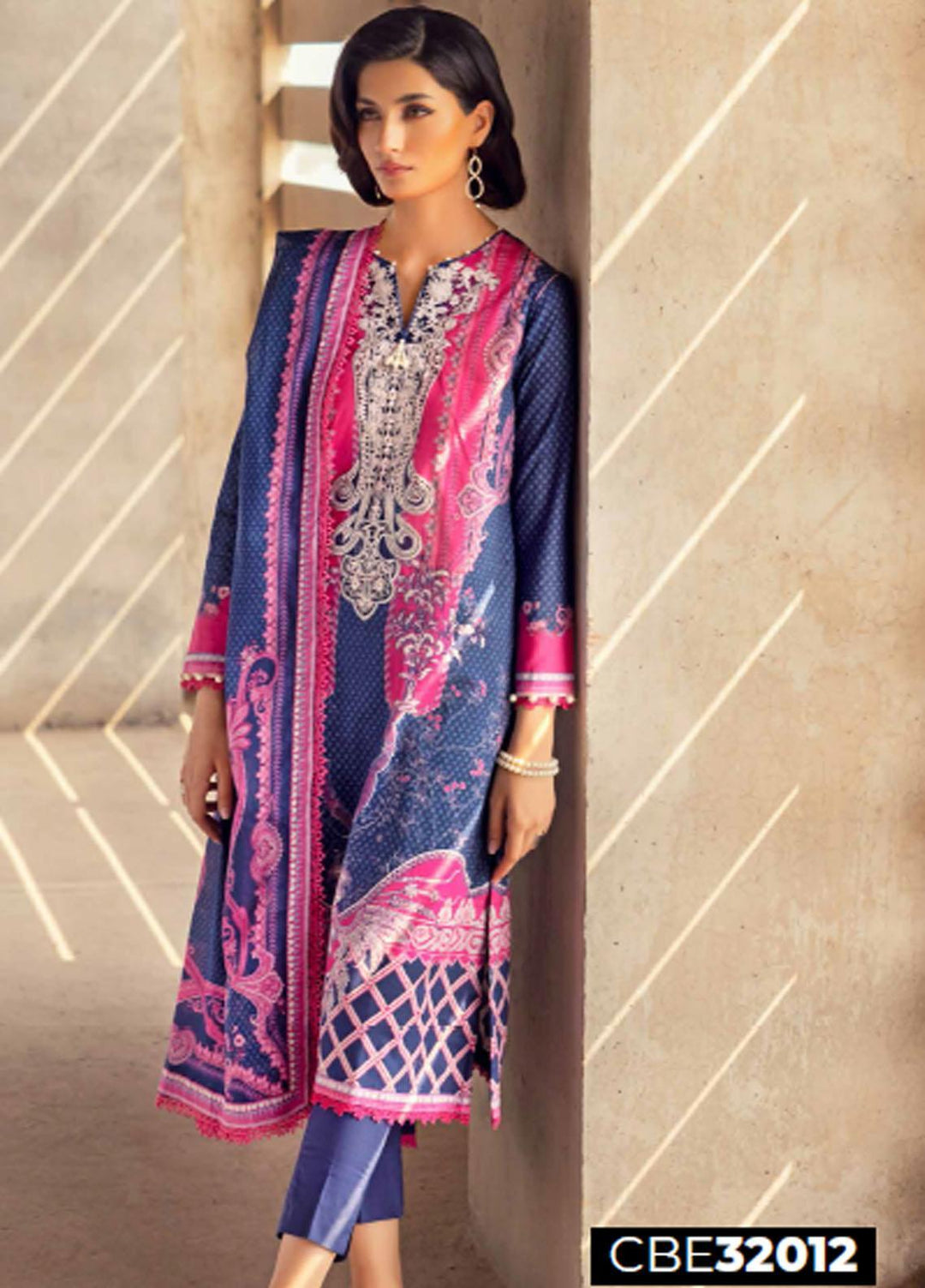 Gul Ahmed Embroidered Cambric Suits Unstitched 3 Piece GA23PF CBE-32012 - Summer Collection