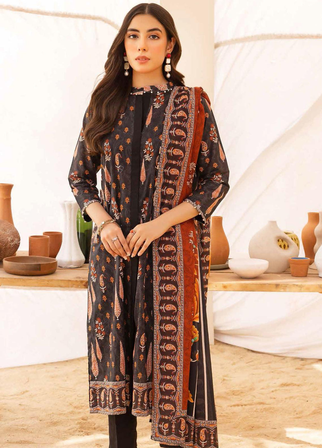 Gul Ahmed Printed Cambric Suits Unstitched 3 Piece GA23PF CBN-32001 - Summer Collection
