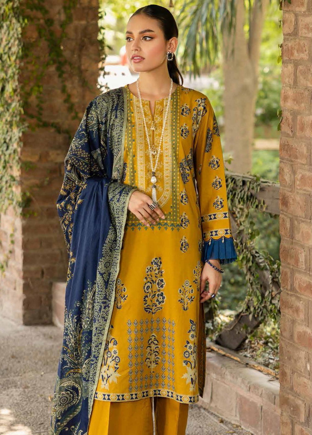 Gul Ahmed Embroidered Cambric Suits Unstitched 3 Piece GA23PF DB-32018 - Summer Collection