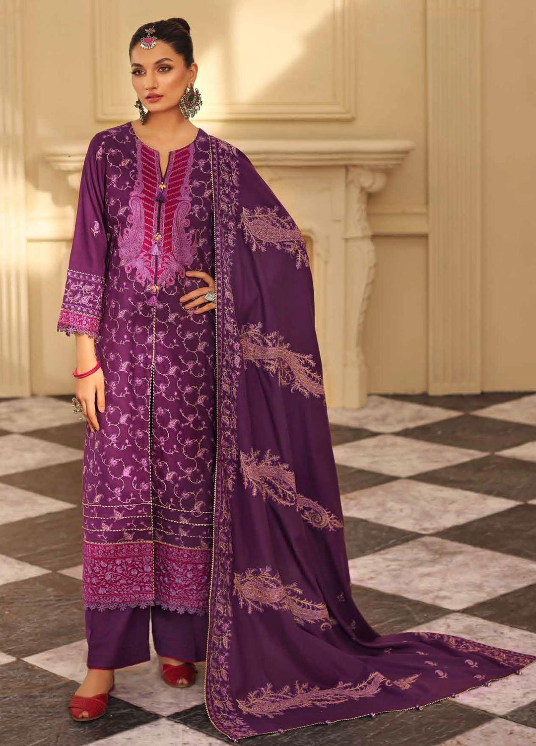 Gul Ahmed Embroidered  Suits Unstitched 3 Piece GA22WL AP-22022 - Winter Collection