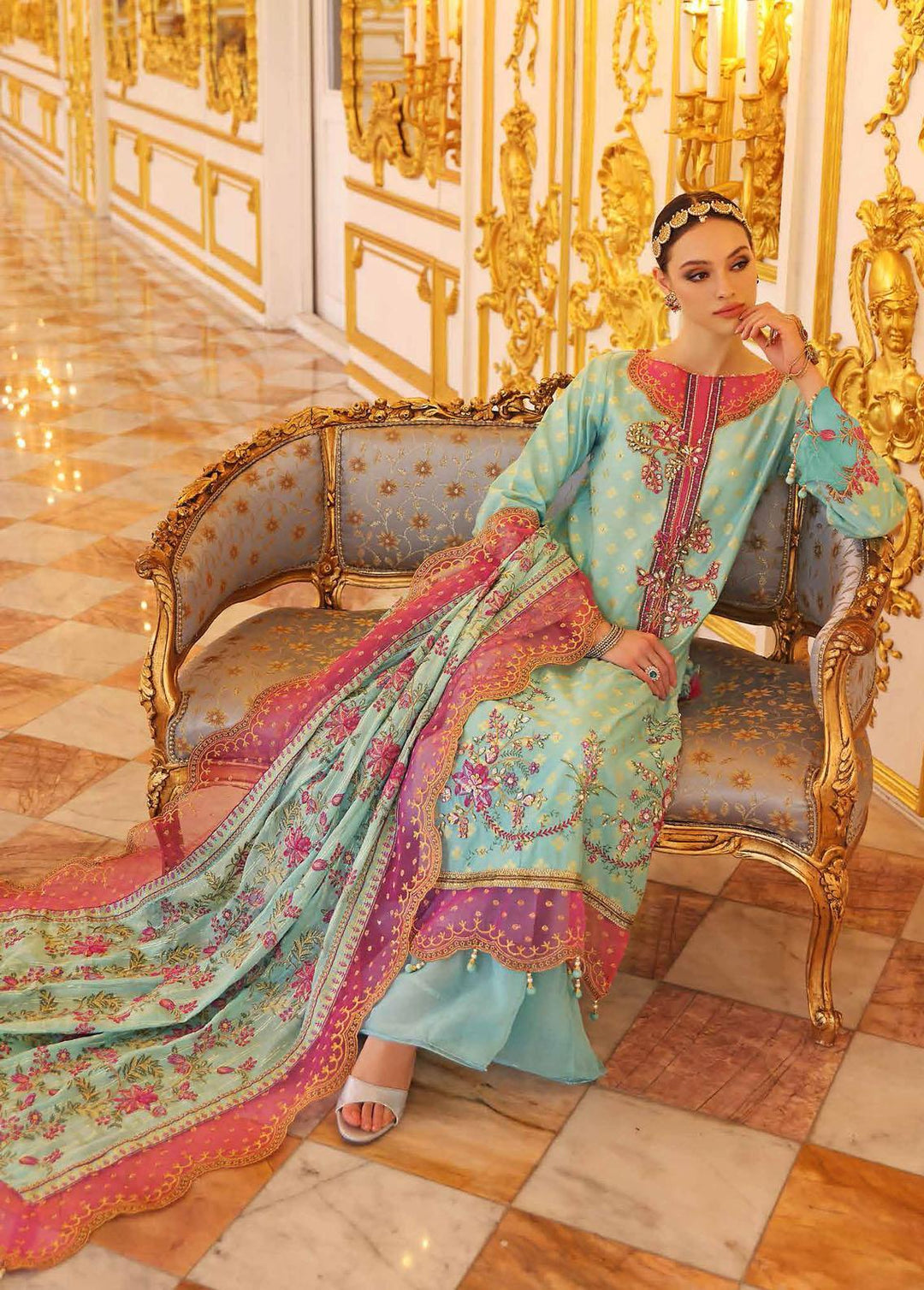 Gul Ahmed Embroidered Jacquard Suits Unstitched 3 Piece GA22WD PRW-22002 - Wedding Collection