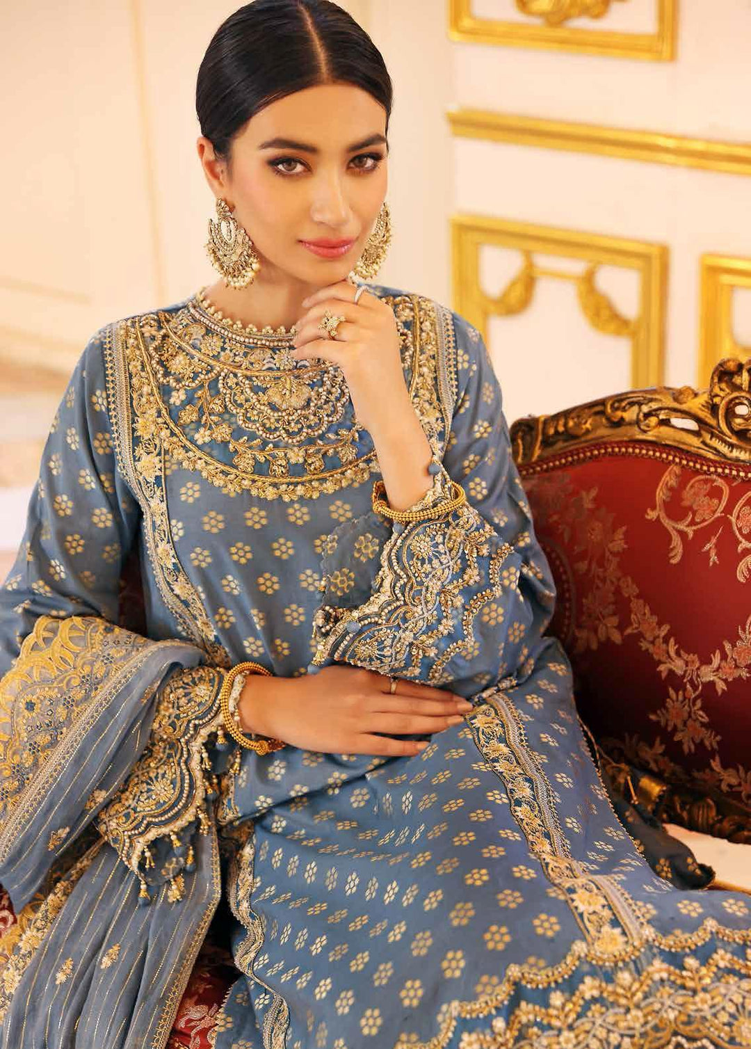 Gul Ahmed Embroidered Jacquard Suits Unstitched 3 Piece GA22WD PRW-22003 - Wedding Collection