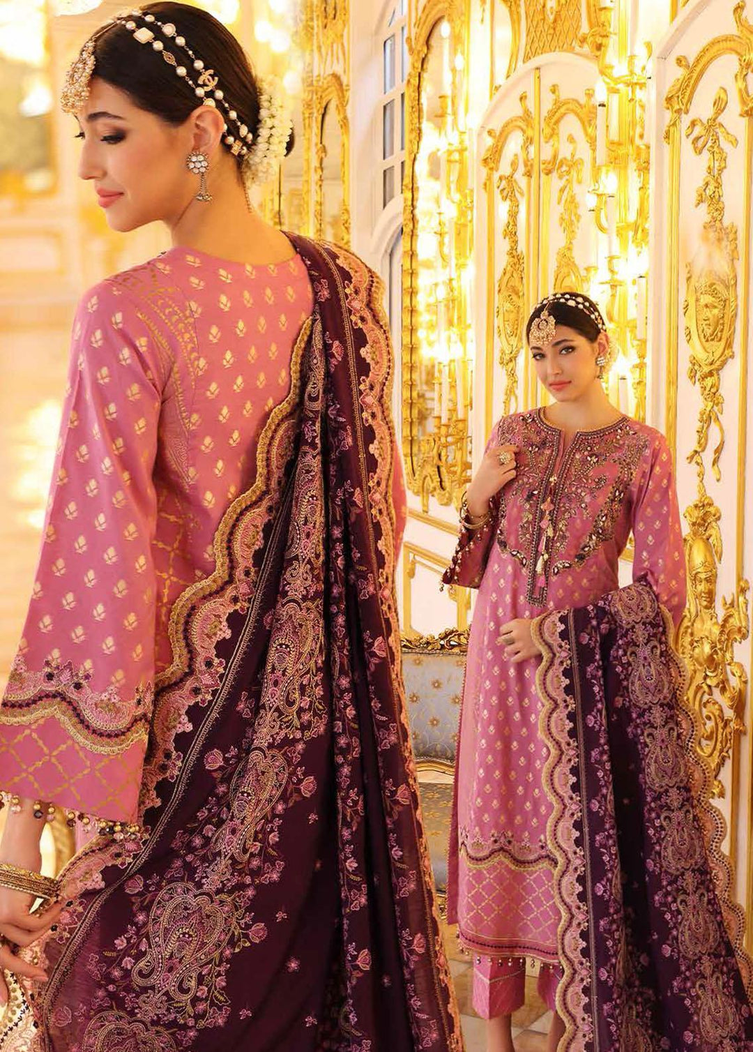 Gul Ahmed Embroidered Jacquard Suits Unstitched 3 Piece GA22WD PRW-22006 - Wedding Collection