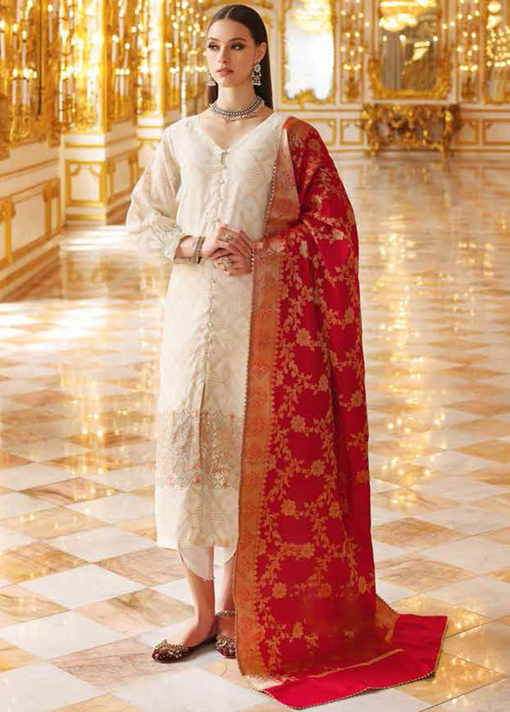 Gul Ahmed Embroidered Cotton Net Suits Unstitched 3 Piece GA22WD PRW-22010 - Wedding Collection