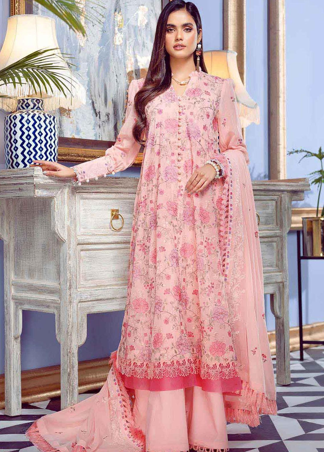 Gul Ahmed Embroidered Lawn Suits Unstitched 3 Piece GA22FS LSV-22013 - Summer Collection