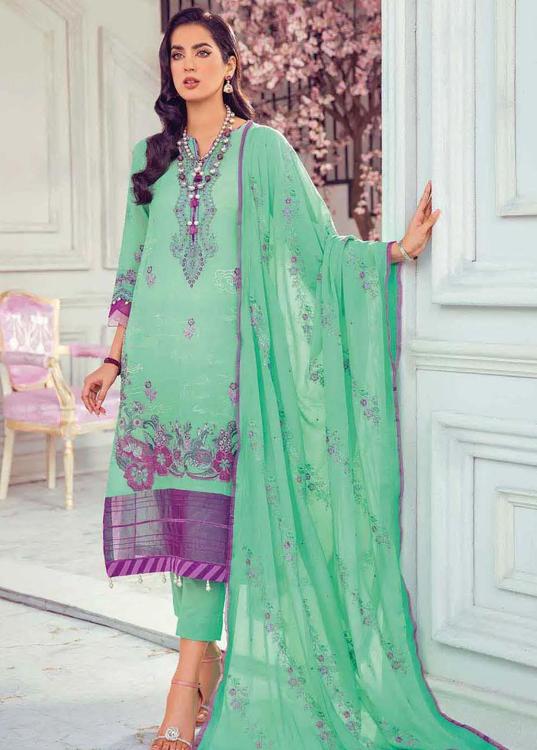 Gul Ahmed Embroidered Lawn Suits Unstitched 3 Piece GA22FS LSV-22015 - Summer Collection