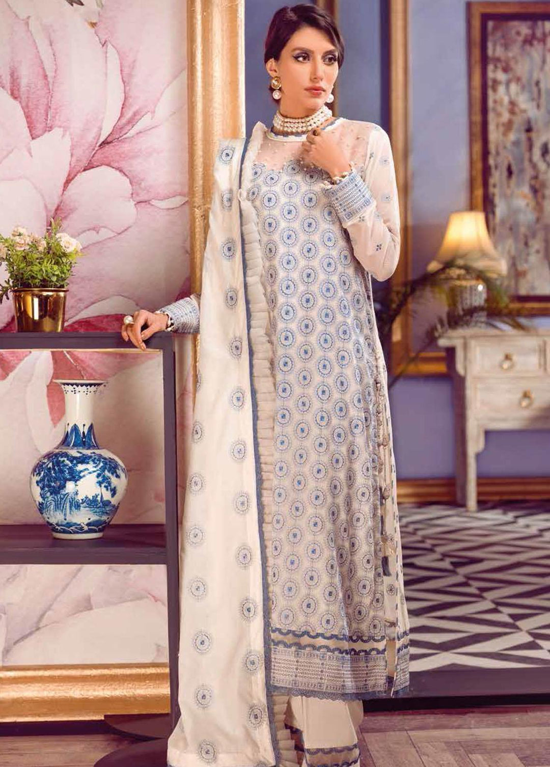 Gul Ahmed Embroidered Lawn Suits Unstitched 3 Piece GA22FS LSV-22027 - Summer Collection