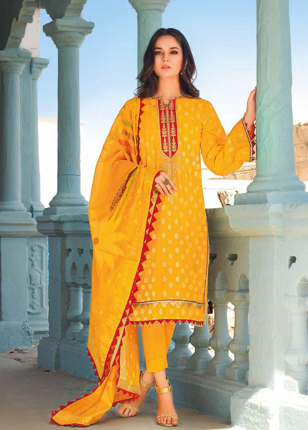 Gul Ahmed Embroidered Lawn Suits Unstitched 3 Piece GA22FS MJ-12087 - Summer Collection