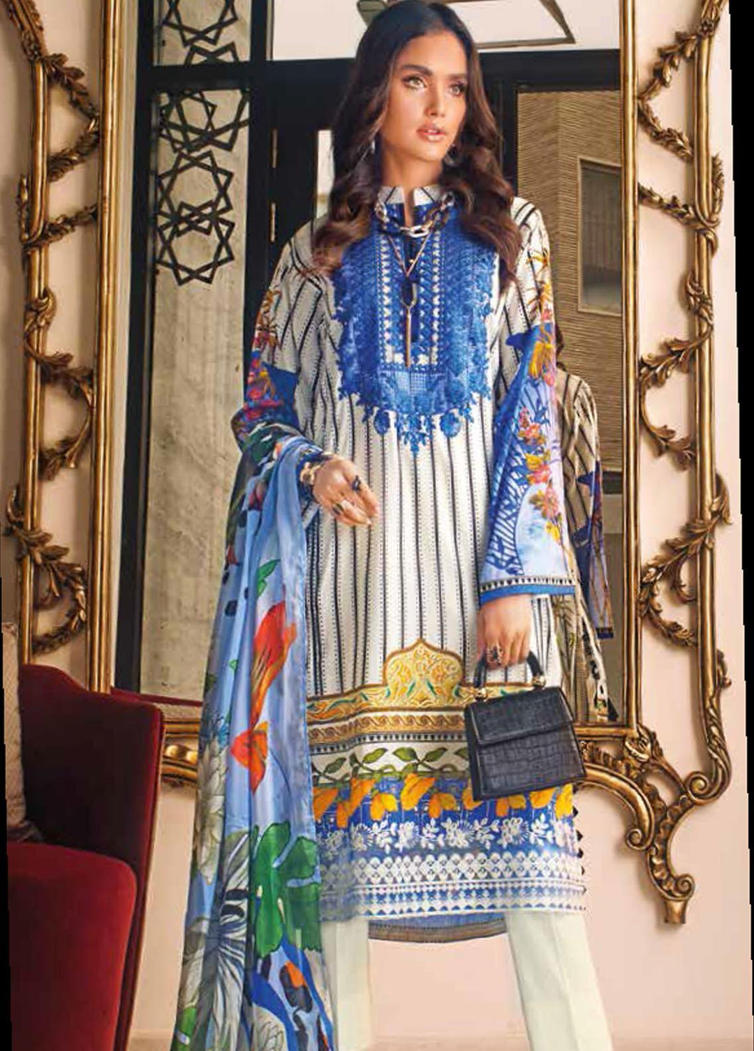 Gul Ahmed Embroidered Lawn Suits Unstitched 3 Piece GA22FS SSM-12009 - Summer Collection