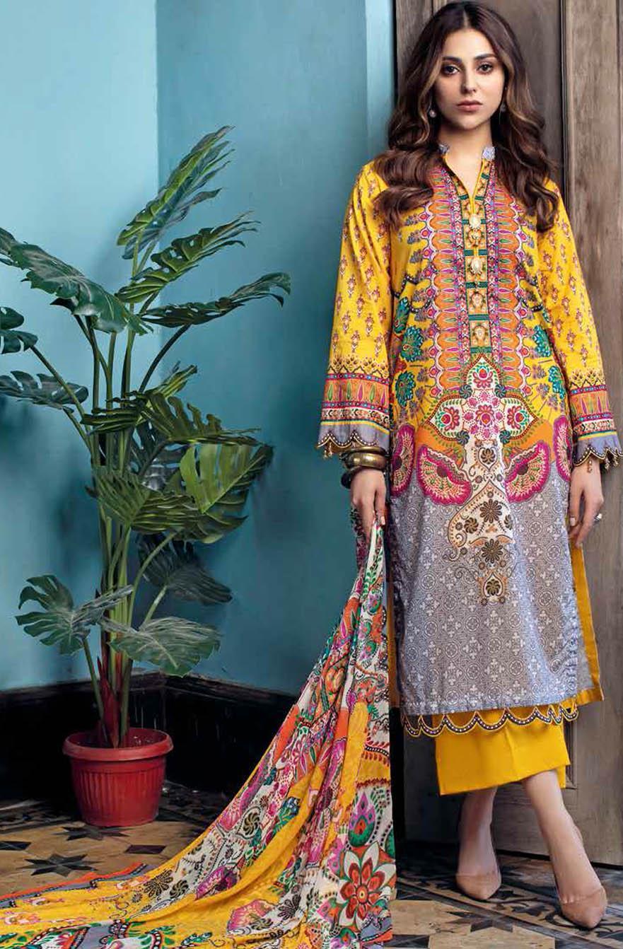 Gul Ahmed Printed Leno Suits Unstitched 3 Piece GA21S BM 169 - Summer Collection