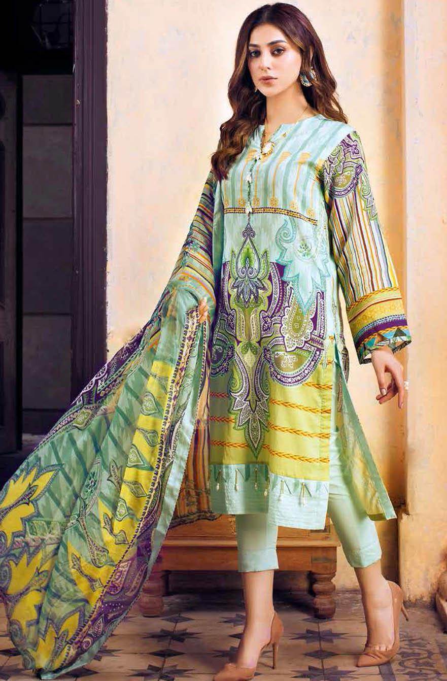 Gul Ahmed Printed Leno Suits Unstitched 3 Piece GA21S BM 171 - Summer Collection