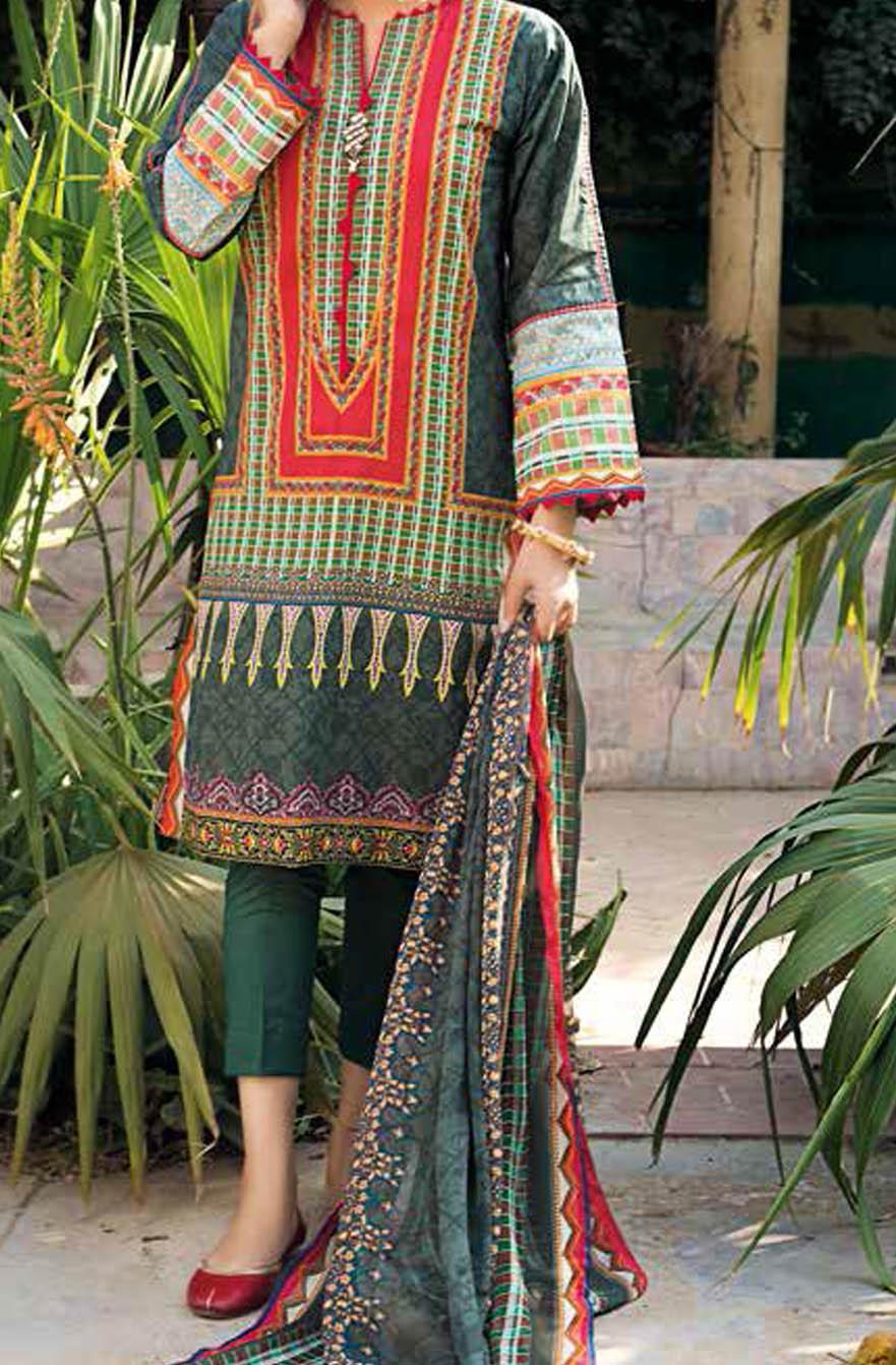 Gul Ahmed Printed Leno Suits Unstitched 3 Piece GA21S BM 189 - Summer Collection